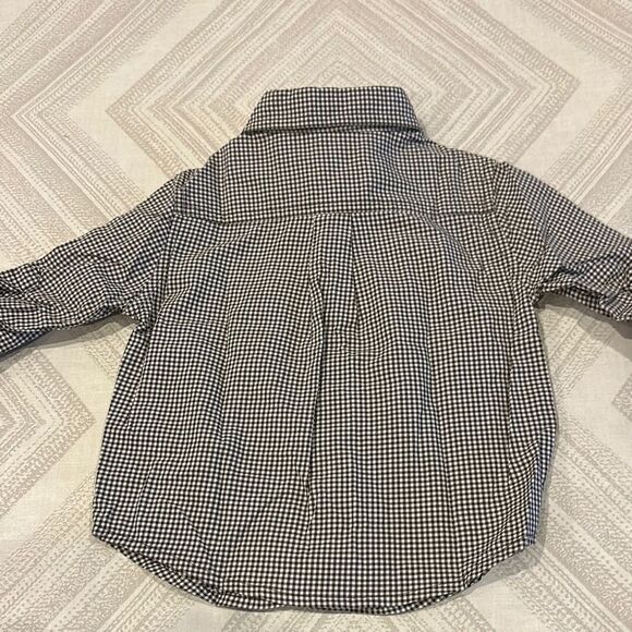 Janie and Jack Baby Boy Classic Checkered Brown & White Button Down Shirt - Picture 7 of 7